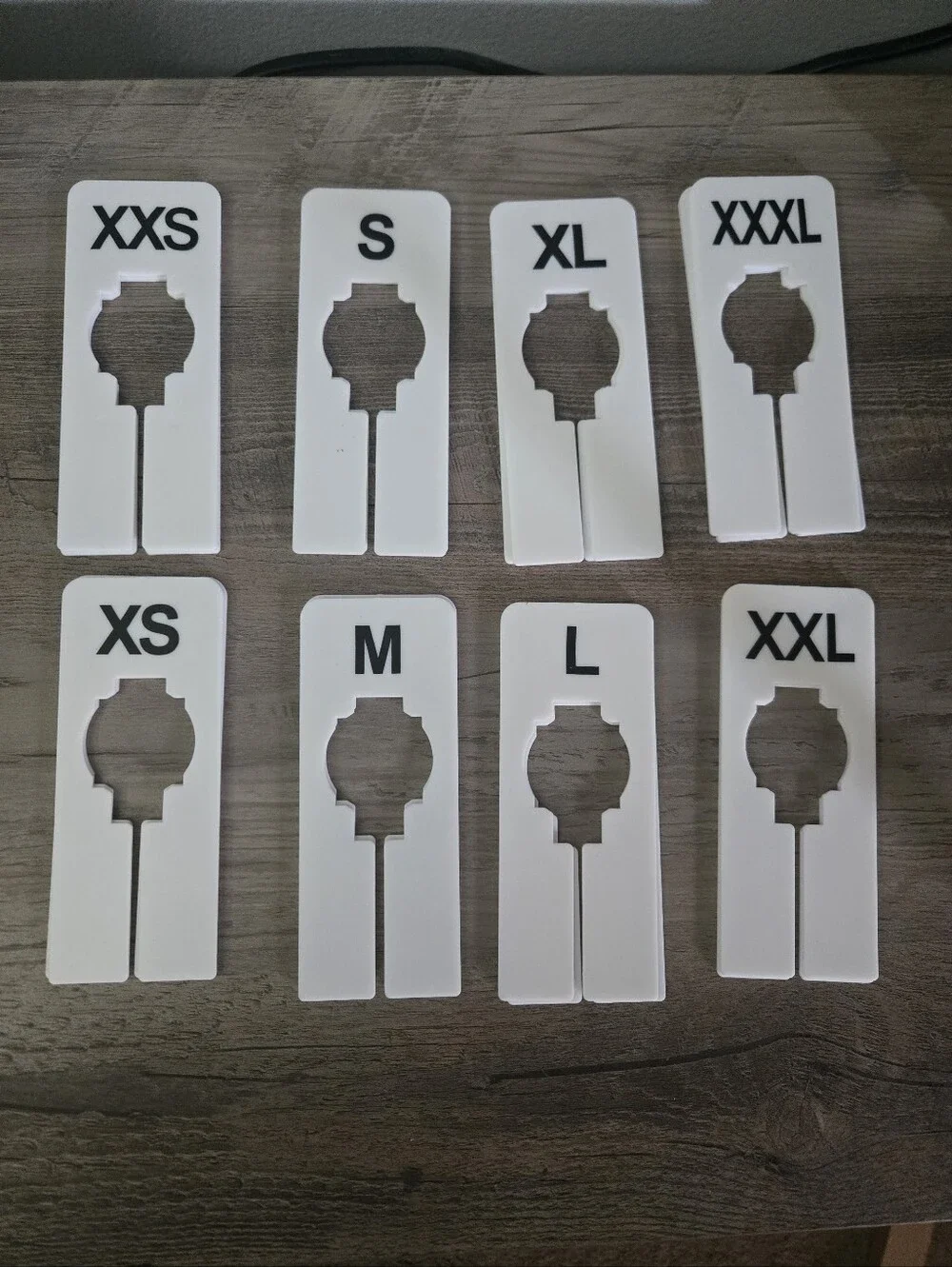 White Watch Band Sizers Sets - Size Labels XXS to XXXL - 2 Of Each Size